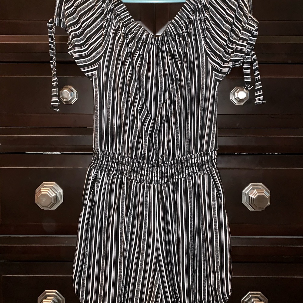 Black and white stripped romper